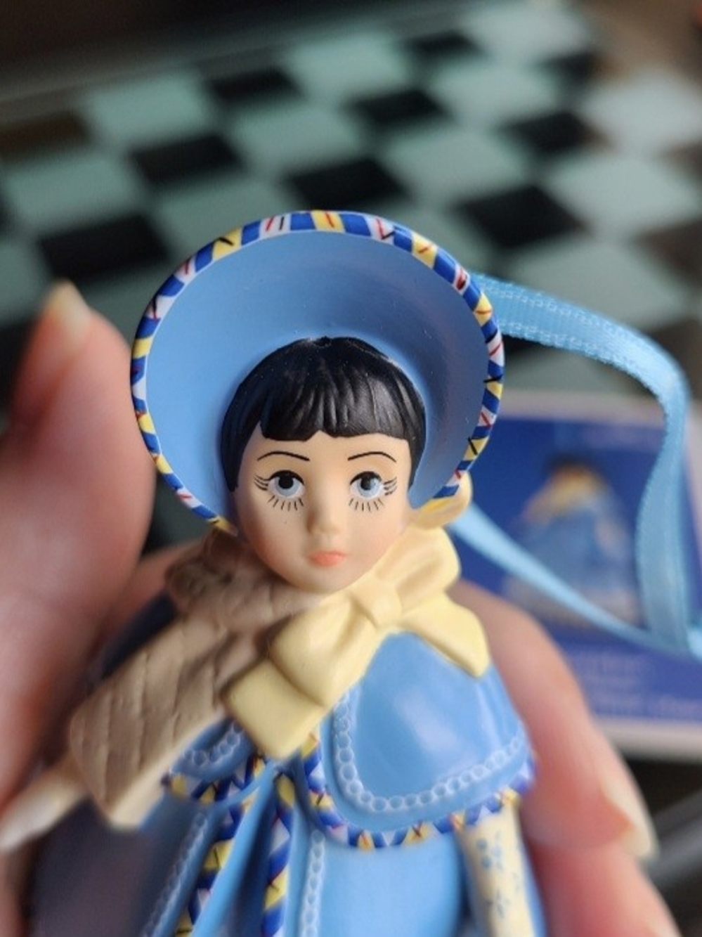 Hallmark Blue and Yellow Bonnet Doll Ornament
